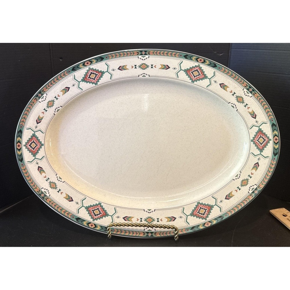 Studio Nova Adirondack Oval Platter Plate Y 2201 Vintage Southwestern Aztec 14"